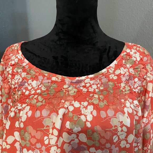 Jessica Simpson Blouse Womens Medium Floral Print Boho Peasant Top - Picture 9 of 9